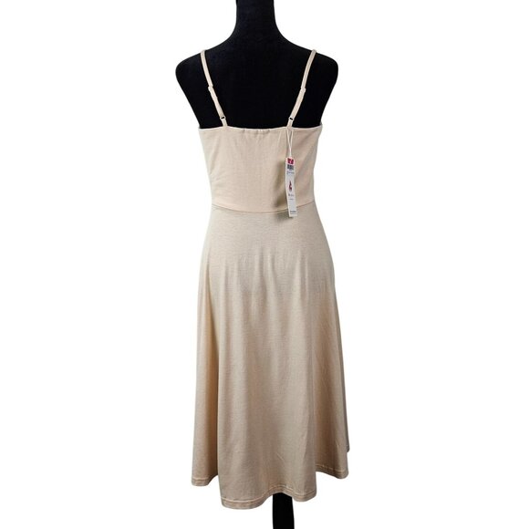 Womens Beige Button-Front Sleeveless A-Line Boho Summer Dress Size Small Casual - Picture 3 of 11